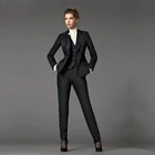 Женский деловой костюм из пиджака, брюк и жилета, черный костюм-пиджак, офисная униформа, костюм из 3 предметов, зимние деловые костюмы