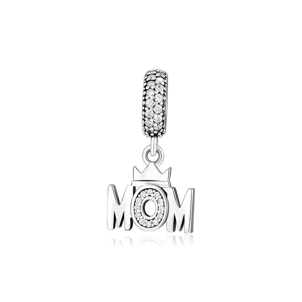 

Fits for Pandora Charms Bracelets Perfect Mom Dangle Beads with Clear CZ 100% 925 Sterling-Silver-Jewelry Free Shipping