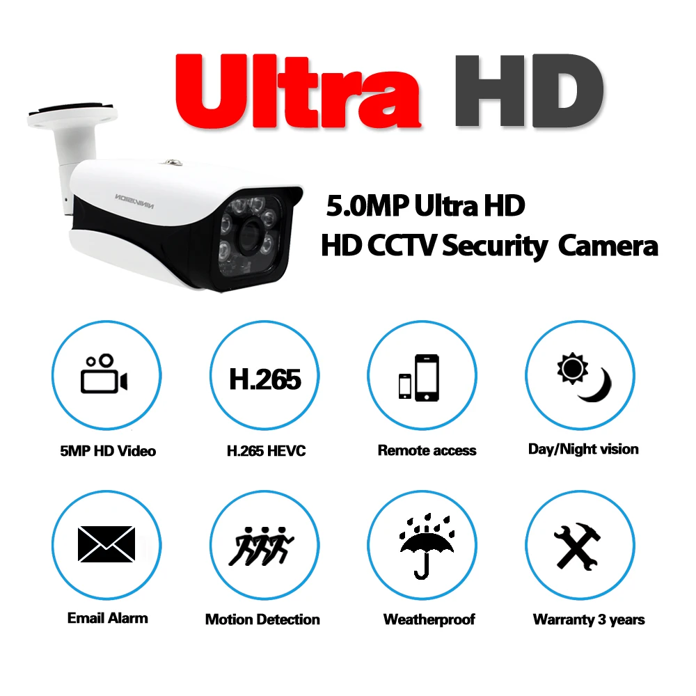 5MP 4MP AHD камера безопасности видео наблюдение наружная камера Всепогодная HD CCTV камера 6* массив светильник 40-50 м ночное видение