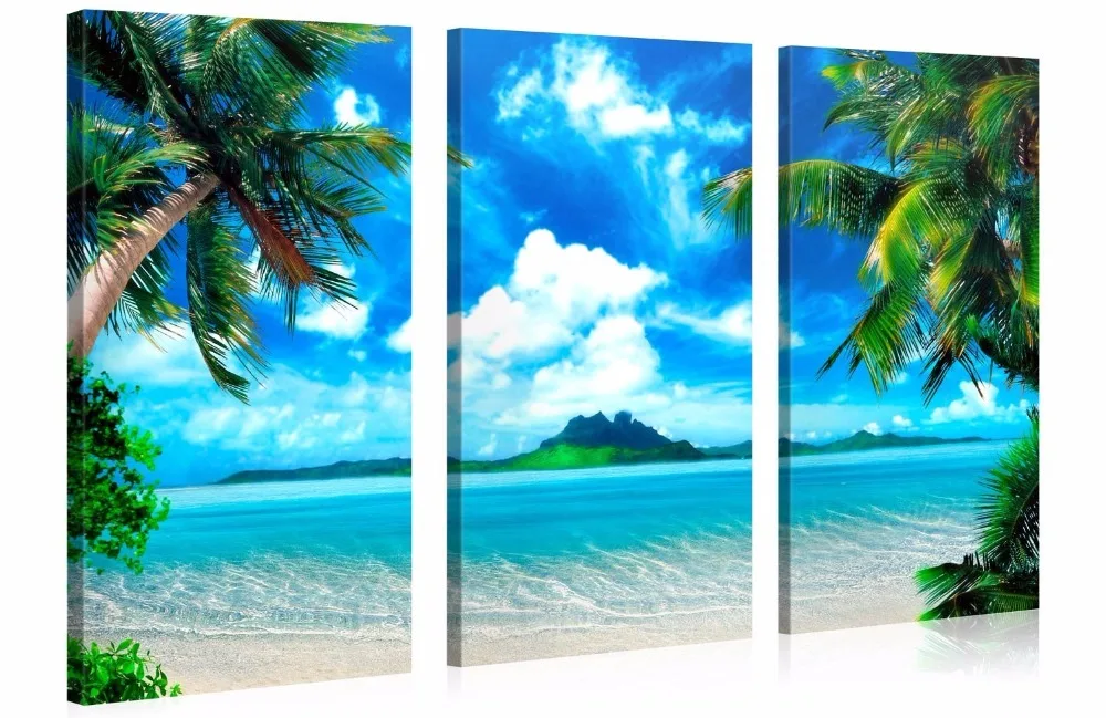 

3 pieces framed Wall Art Picture Gift Home Decoration Canvas Print painting Coconut palm beach series wholesale/