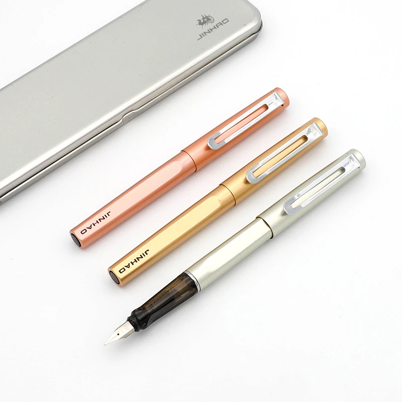 Jinhao 599, перьевая ручка, роскошная металлическая ручка, перо, ручка, Caneta Tinteiro, простой стиль, офисные канцелярские принадлежности, пишущий, высокого класса, Подарочная чернильная ручка