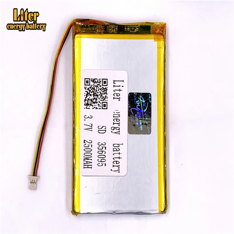 1 0 мм 3pin разъем 356095 2500mah 3 7 V литий-ионный полимерный аккумулятор для планшетных ПК