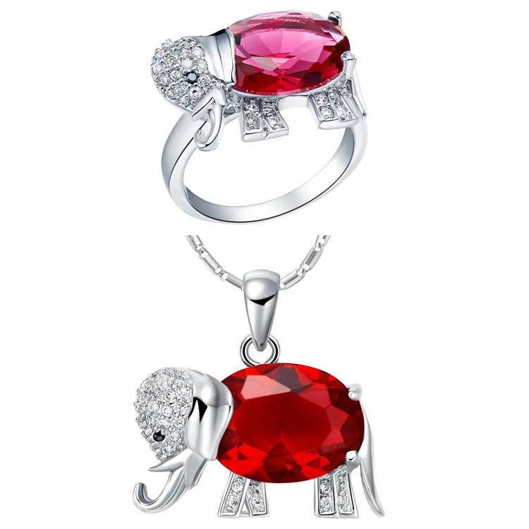 Позолоченный новый набор 925 пробы костюм с изображением слона подвесным кольцом