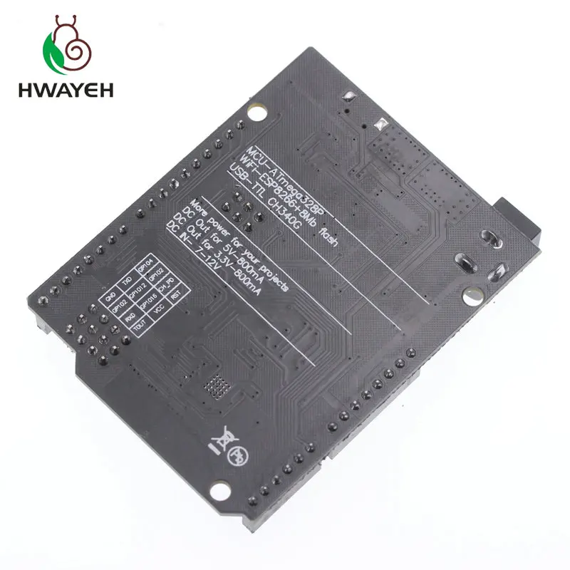 HWAYEH UNO R3 + WiFi ATmega328P ESP8266 (память 32 Мб) Φ CH340G для Arduino Uno NodeMCU WeMos Новое