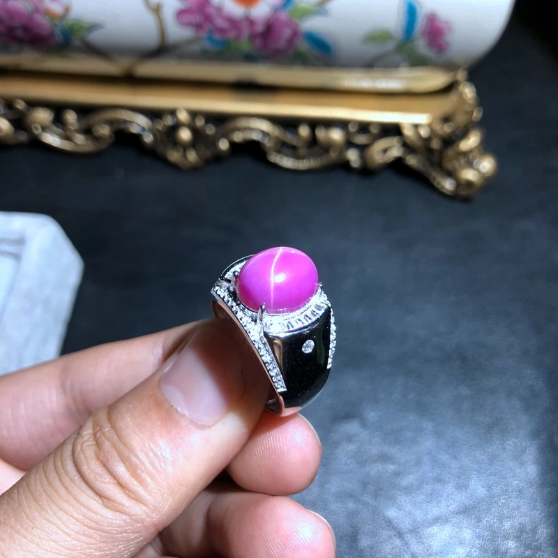 Кольцо мужское с рубином и звездой модное Ювелирное Украшение драгоценным