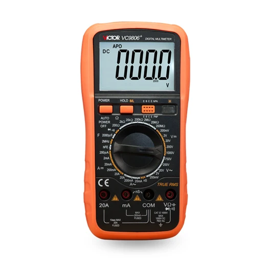 

Цифровой мультиметр VICTOR VC9806 +, амперметр DMM, вольтметр, Омметр с тестом частоты и емкости hFE