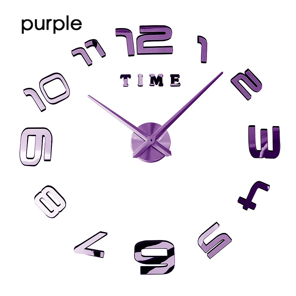 wall clock purple Новые светящиеся часы настенные часы Horloge 3d Diy акриловые зеркальные наклейки украшение дома гостиная кварцевые иглы люминова - Цвет: wall clock purple