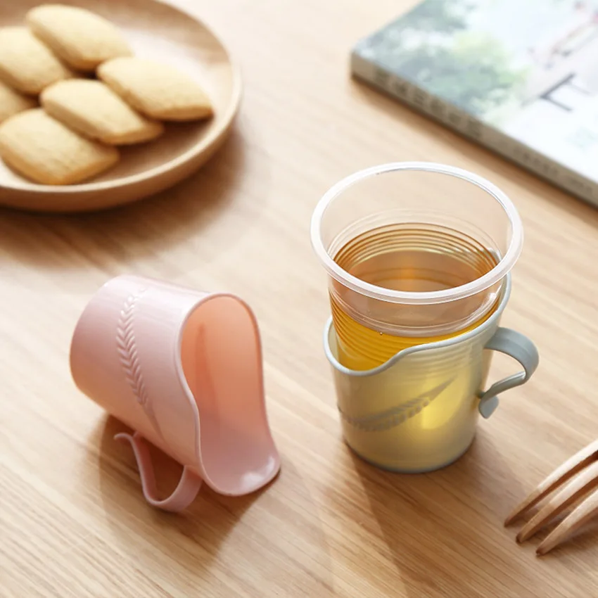 1PC Plastic Cup Stand Holder Handle Popular Disposable Paper Holders Thermal Insulation Household Drinking Accessories | Дом и сад