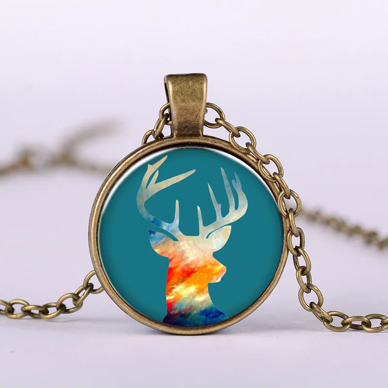 Новое поступление 2020 рождественские ювелирные изделия ожерелье оленя отпечаток