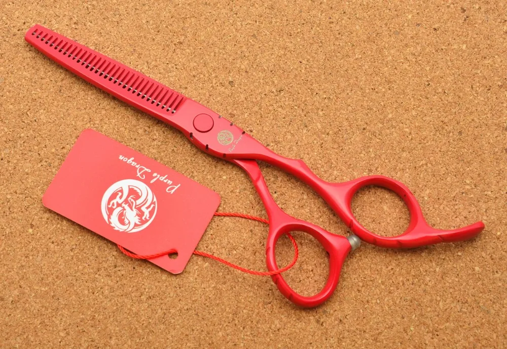 5.5'' Purple Dragon Japan 440C Red Hairdressing Scissors Cutting Shears Thinning Professional Human Hair Z1010 | Красота и