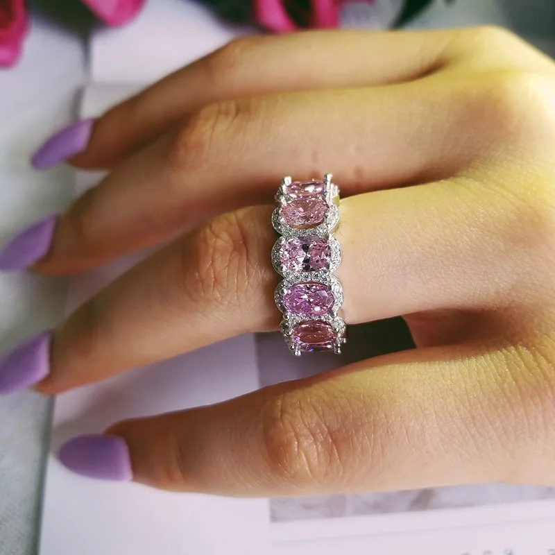 Дизайн 925 Серебряное обручальное кольцо вечности для Для женщин однотонные обручальные кольца модные юбилейные украшения R4577S