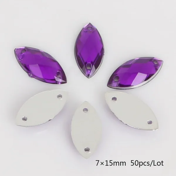 Purple Круглые/квадратные/в форме конского глаза Хрустальные акриловые бусины с плоской задней стороной две бусины с отверстиями для самостоятельного изготовления ювелирных изделий Аксессуары для рукоделия - Цвет: Purple