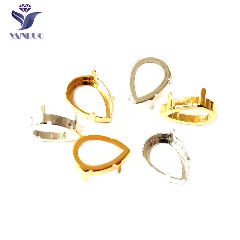YANRUO 4320 каплевидные Пришивные кристаллы Камни точечные стразы Серебряная основа