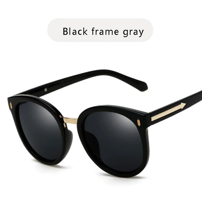 Black frame gray OHMIDA, зеркальные женские солнцезащитные очки,, круглые, брендовые, солнцезащитные очки, женские, розовые, уф400, Ретро стиль, для девушек, новые, модные, Oculos De sol Gafas - Цвет линз: Black frame gray