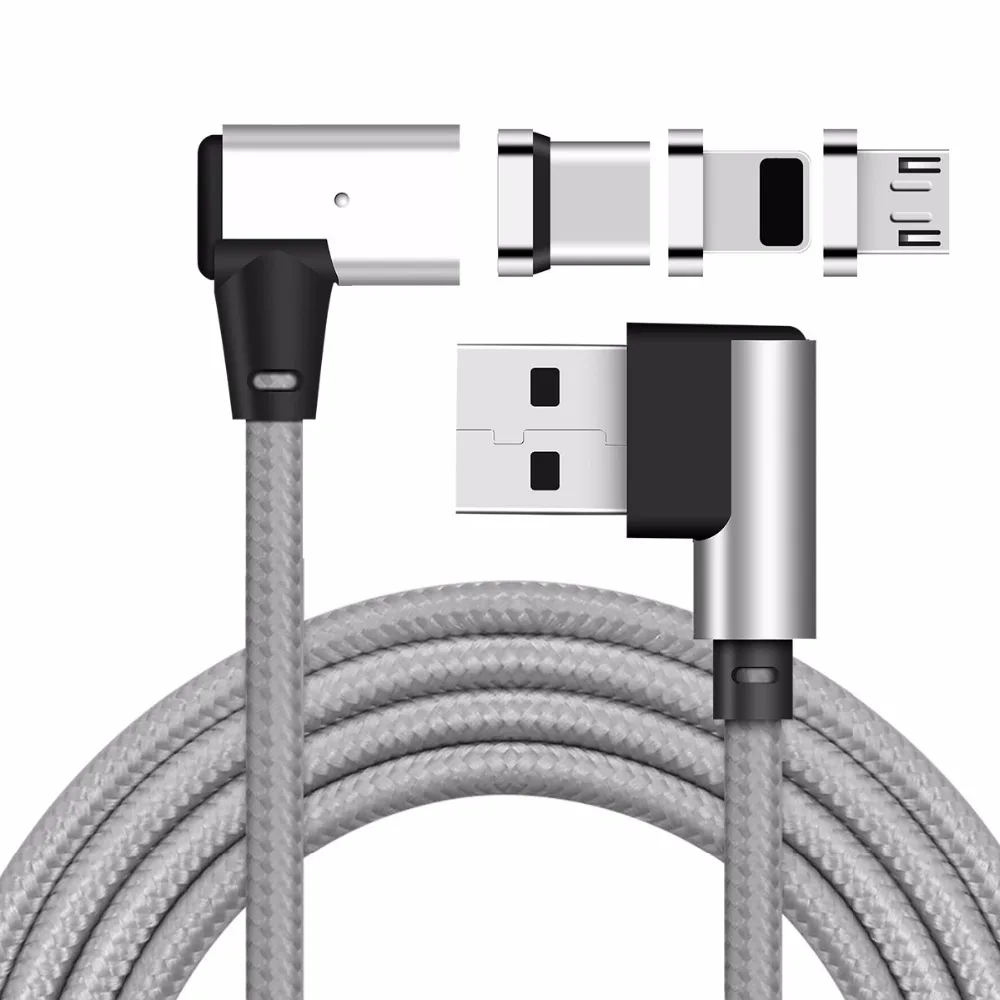1 м/2 м/3 м Магнитный L изгиб локоть Micro/type-C/IOS/3 в 1 адаптер зарядное устройство кабель для передачи данных для samsung S8 S7 S6 для iPhone 8 7 6 5 Лот