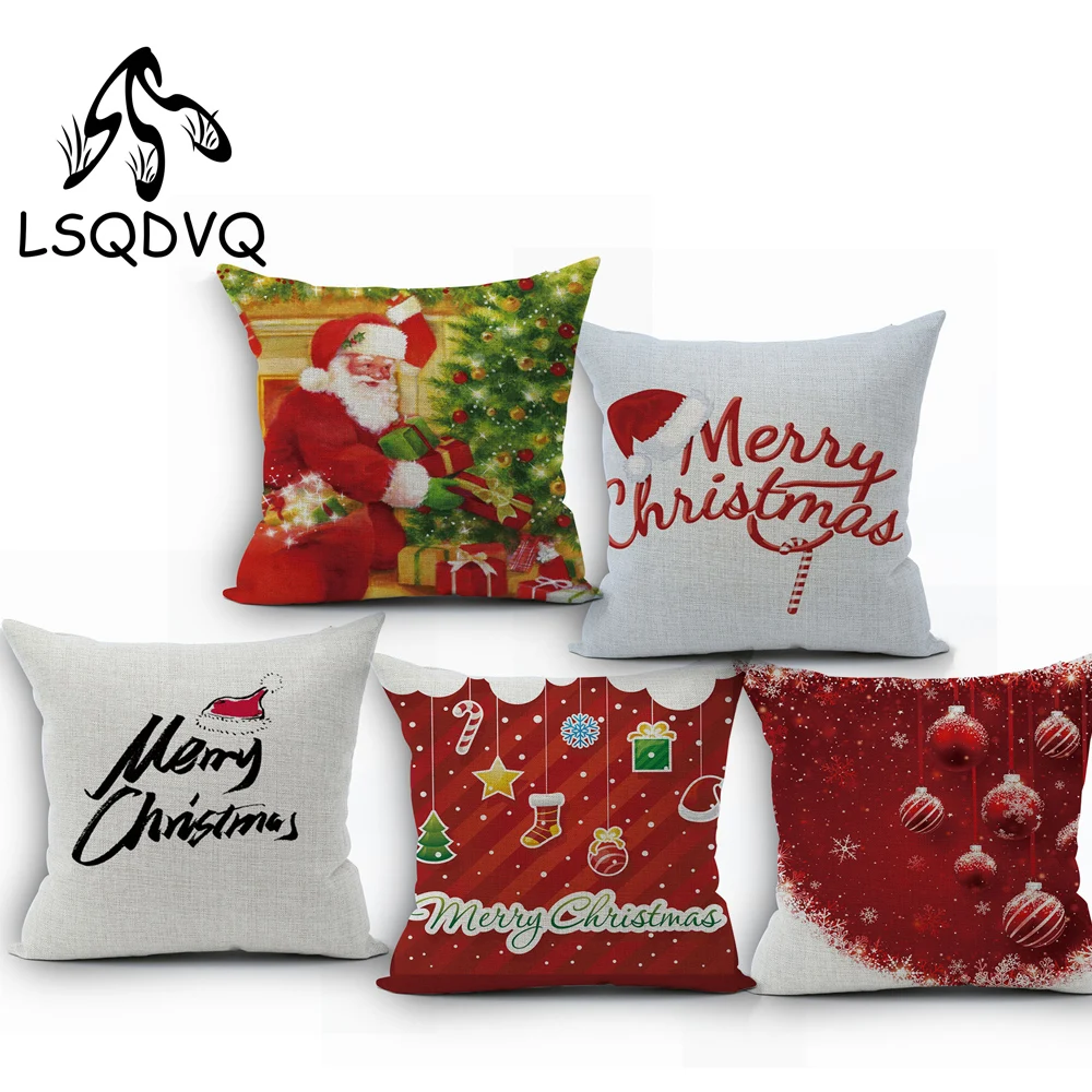 

Декоративный чехол для подушки из полиэстера с надписью «Merry Christmas»