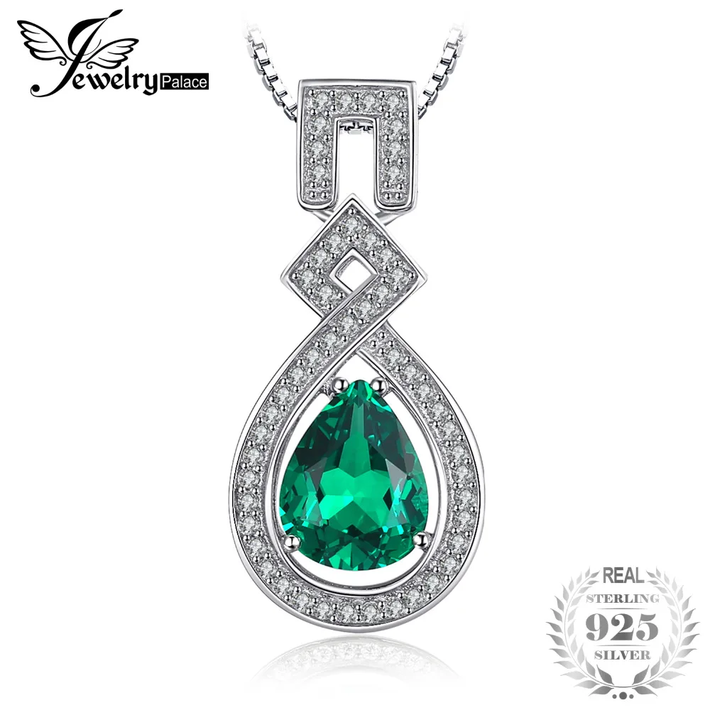Jewelrypalace Роскошные 5.09ct создан Изумрудный Water Drop Подвеска 925 Серебряная свадьба