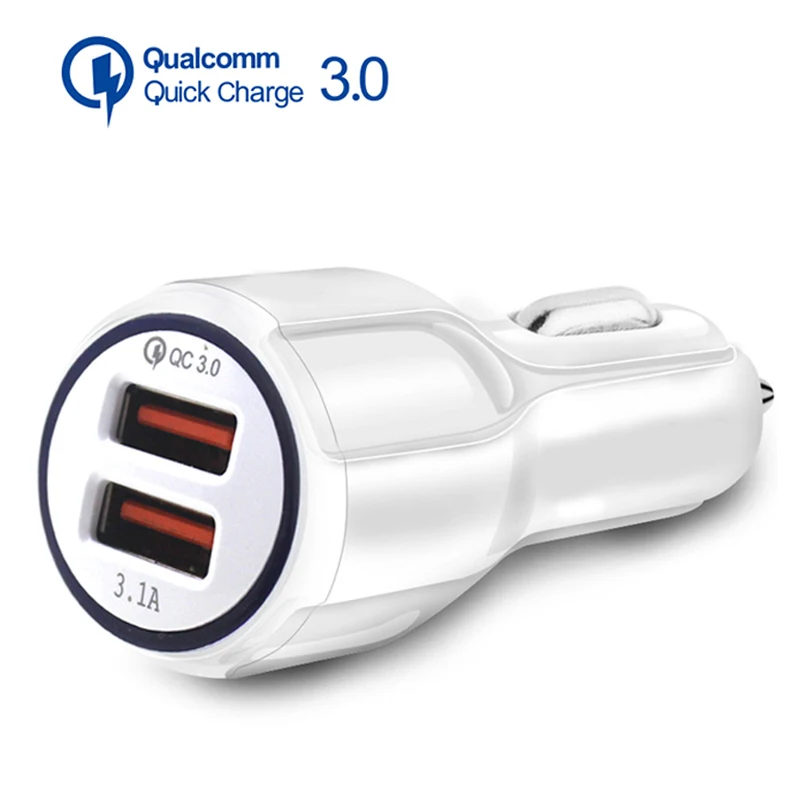 Автомобильное зарядное устройство с двумя usb портами 12В 1.6A Max Quick Charge QC 3 0