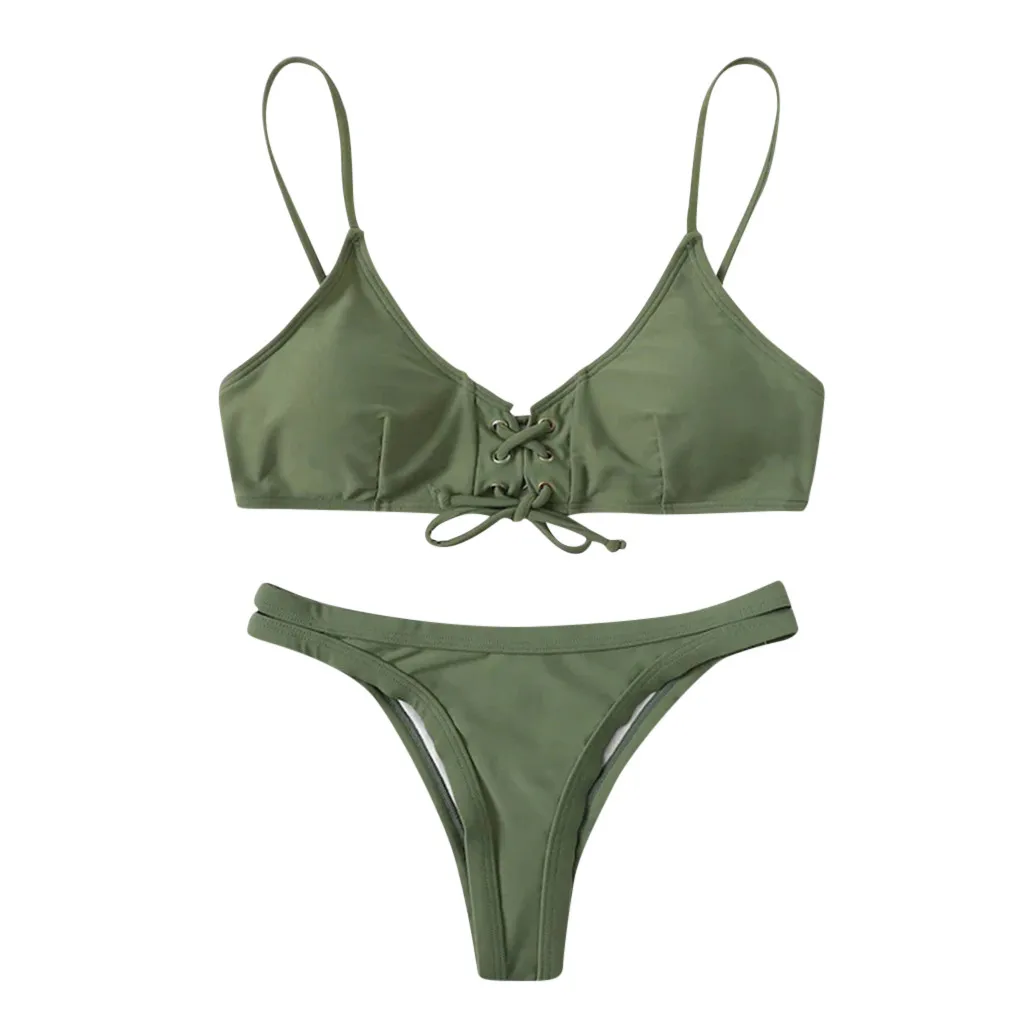 SAGACE комплект бикини с галстуком бабочкой купальник чистый цвет пуговицами