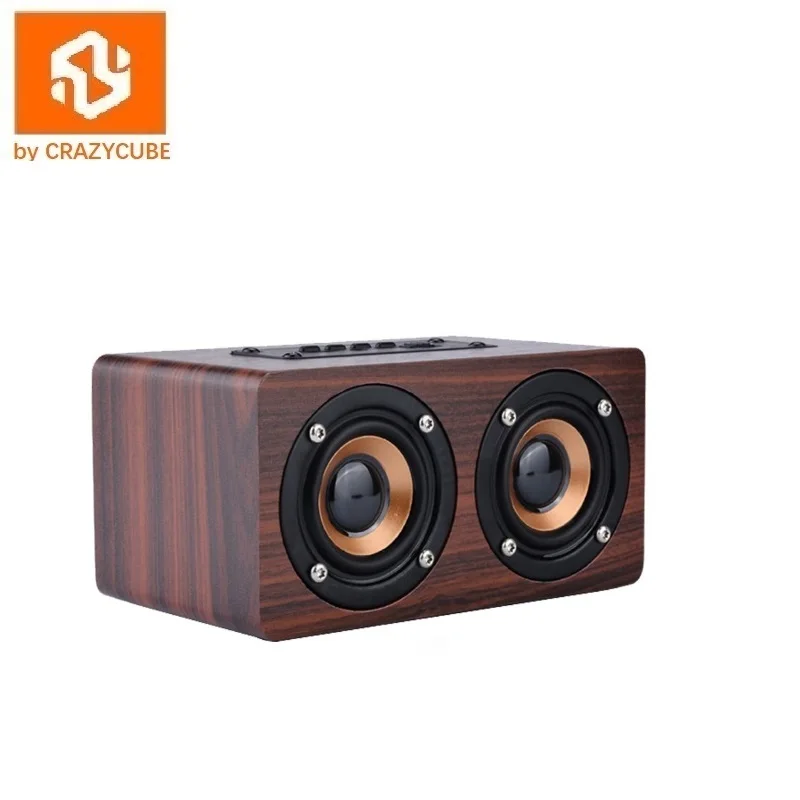 Деревянная Беспроводная bluetooth колонка CrazyCube портативная Hi Fi ударная басовая