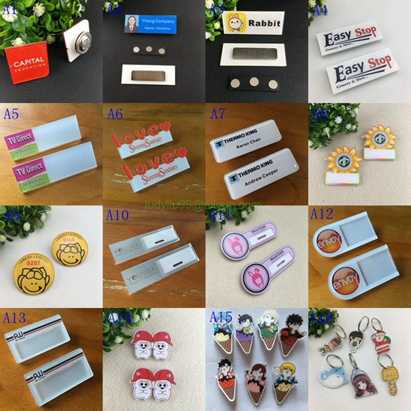 40pcs Custom Personalied Name Badge Acrylic Plastic Logo Print Tag id badge holder with pin | Канцтовары для офиса и дома