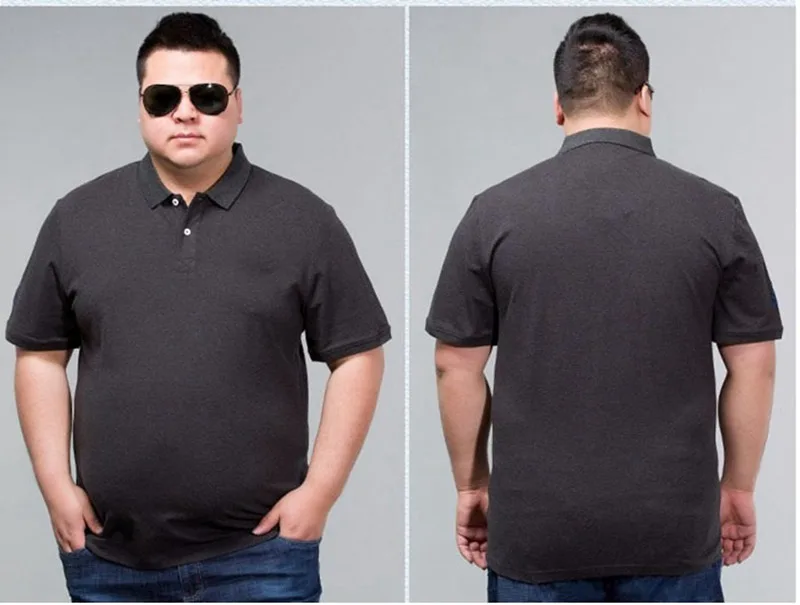 FAISIENS Men10XL 12XL однотонные рубашки короткий рукав отложной воротник плюс размер большой 8XL 9XL черный синий хлопок классическая простая рубашка