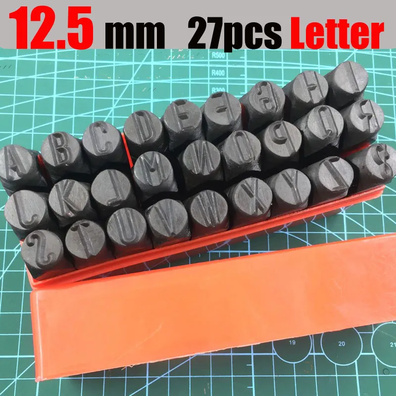 12.5mm letter Стальной штамповочный Набор для штамповки инструмент для штамповки цифр буквы Алфавит штампы инструменты DIY ювелирные изделия золото серебро Металл Кожа логотип штамп - Цвет: 12.5mm letter