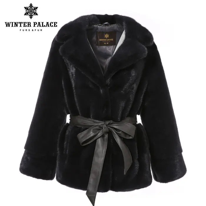 Dark gray Пальто с мехом короткие Импорт норки Меховые пальто женские - Цвет: Dark gray