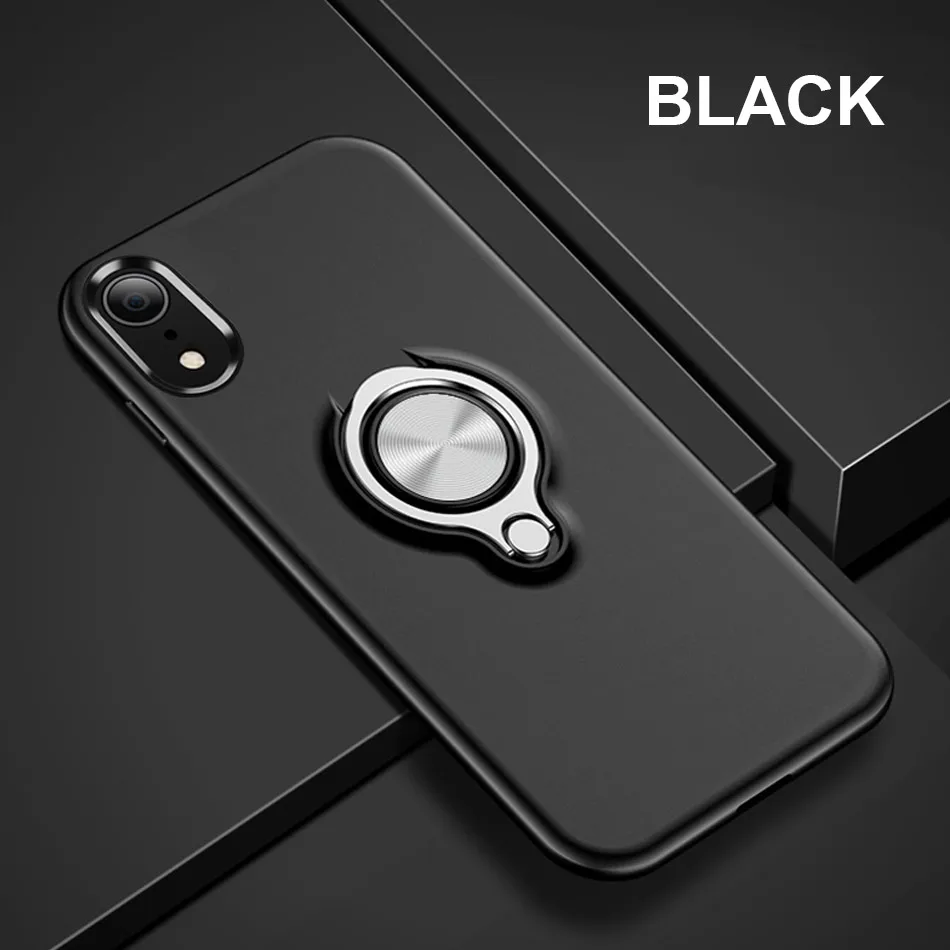 Роскошный автомобильный держатель кольцо чехол для айфон iPhone X XR XS Max 6 6s 8 7 чехол для телефона крышка на для айфон iPhone 6 6s 7 8 Plus X XS Max чехол - Цвет: Black