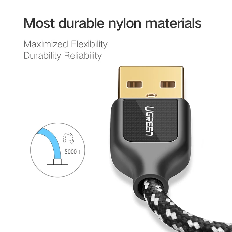 Ugreen нейлоновый USB C кабель 3A Быстрая зарядка цинковый сплав usb type C кабель для samsung S9 S8 Plus huawei mate 20 Pro usb type-C кабель