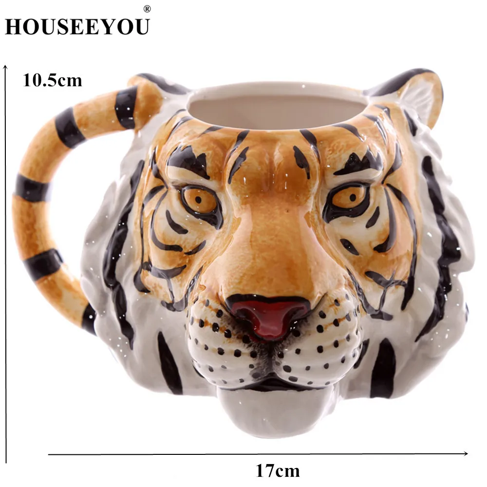 Tiger Houseyou 3D Тигр Лев Голова дикая природа Приключения тигр лицо чайные чашки кружка керамическая чашка кофейная кружка с изображениями животных Персонализированная животная чайная чашка - Цвет: Tiger