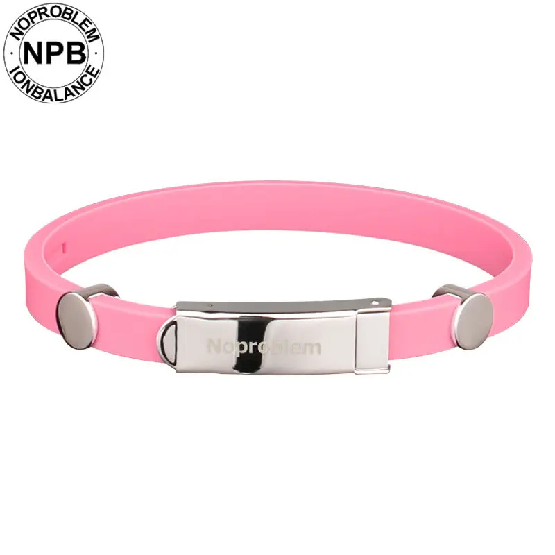 P023pink Noproblem 023 ионный баланс Спортивная мощность голограмма терапия силиконовый ремешок водонепроницаемый Турмалин германий браслет браслеты - Окраска металла: P023pink