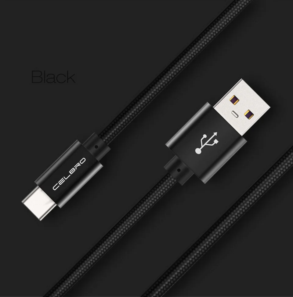 Nylon USB Type C Charging Cable SuperCharger USB-C Phone Charger Cord for Huawei Mate 20 10 9 pro Honor V10 10 V9 9 8 5A Cable