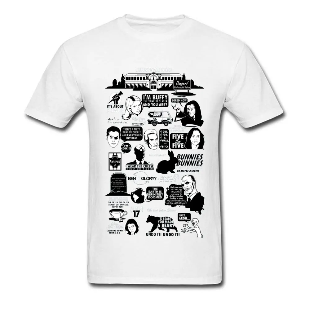 T-shirt Buffy Vampire Slayer Tshirt Men Quotes From the Hellmouth T Shirt Europe Tops Tees 2019 Newest USA TV Streetwear Grey | Мужская