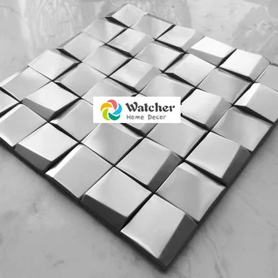 silver color 1 Металлическая мозаика высокого качества из нержавеющей стали, серебристый, белый цвет, металлическая мозаика для кухни - Цвет: silver color 1