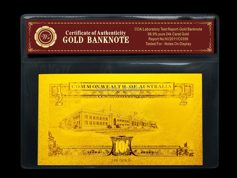 Австралия старейший 1/2 фунта чистого золота банкноты майларовые рукава