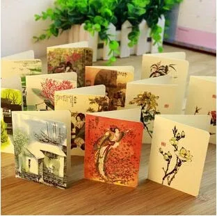 

Free ship!1lot=56pc!Nice new model Creative birthday retro chinese style wishes greeting card / cute holiday Wedding Cards
