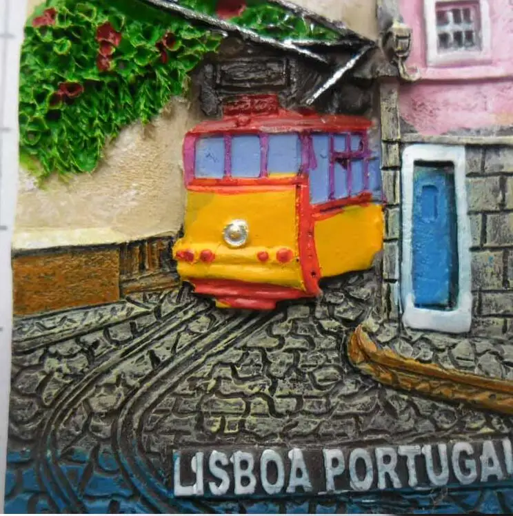 Lisboa Лиссабона трамвай Португалия Путешествия Сувенир 3D Смола декоративный магнит для холодильника ремесло подарок
