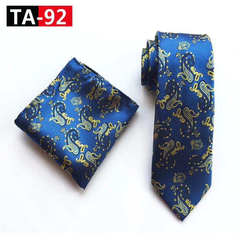 TA-92 Classic Novelty 23 Style Mens Tie Pocket Square Set Silk Paisley Flower Floral Gird Necktie Set Business Wedding Party Tie Set - Цвет: TA-92