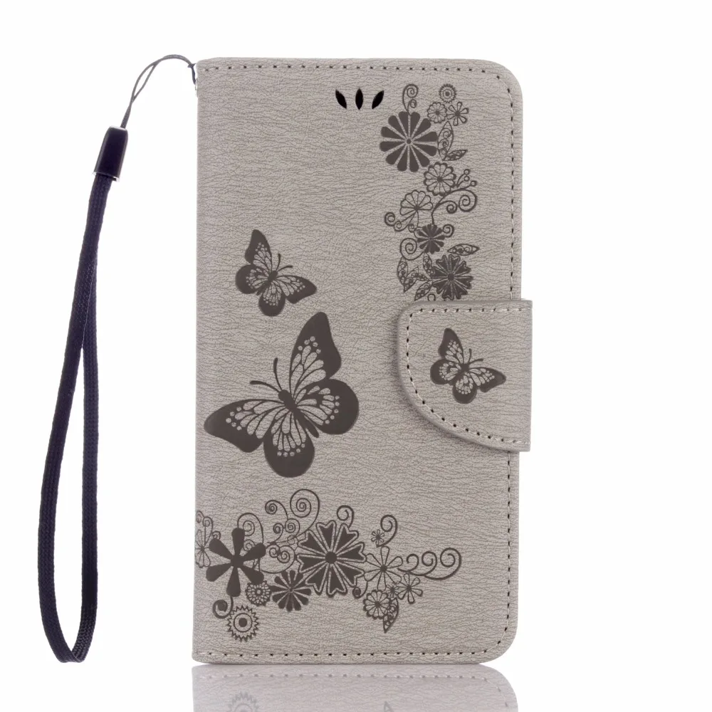 Ретро Печать Бабочка Бумажник Флип кожаный чехол держатель карты ремешок Стенд