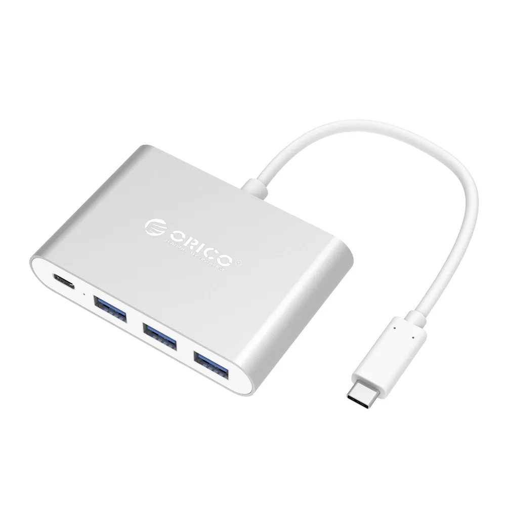 ORICO алюминиевый type-C для USB PD зарядный концентратор USB3.1 Gen1 5 Гбит/с высокоскоростной алюминиевый - Цвет: Silver