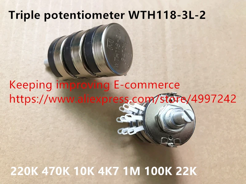 Оригинальный новый 100% Тройной потенциометр WTH118 3L 2 220K 470K 10K 4K7 1M 100K 22K