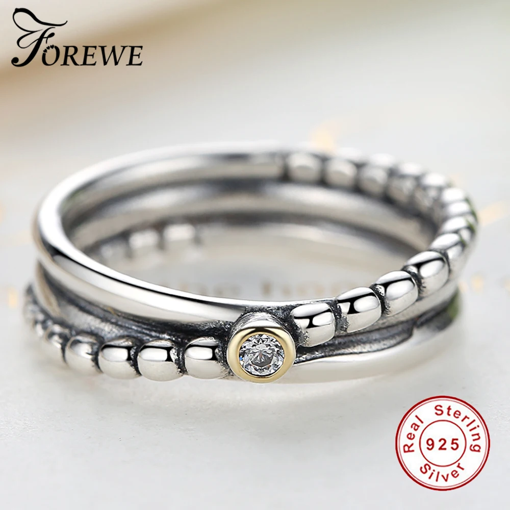 Женское кольцо на палец FOREWE серебряное из стерлингового серебра 925 пробы с