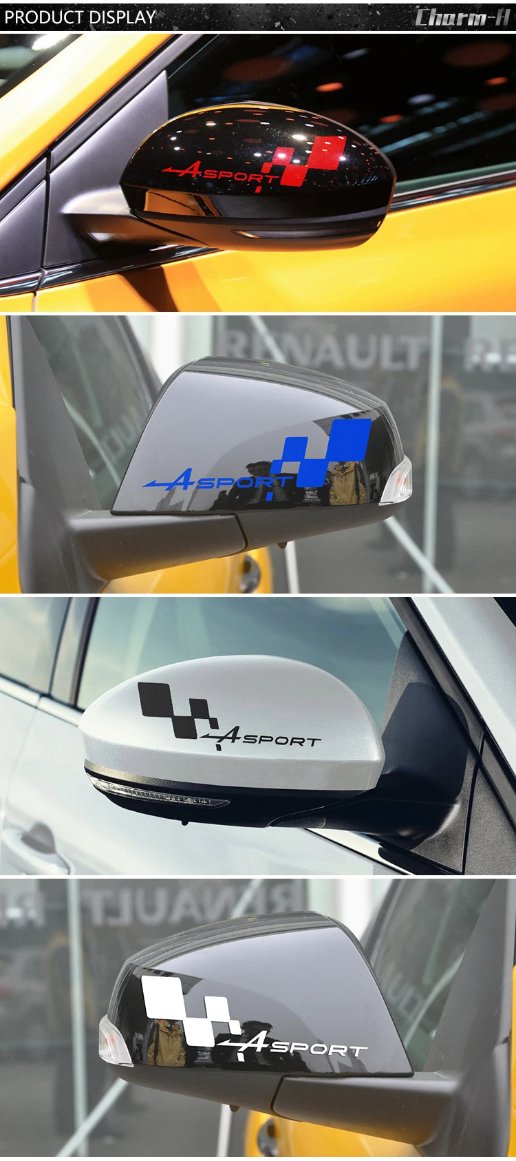 2 шт. отражающая боковая зеркало заднего вида Виниловая наклейка для Renault Clio R.S Twingo Megane Captur GT Sport клетчатый флаг наклейки