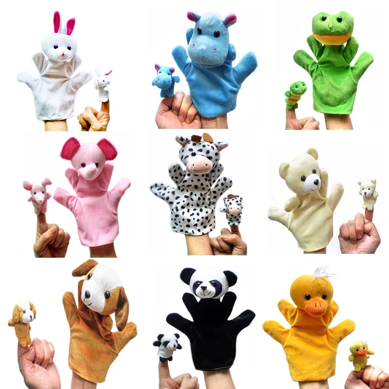 Randomly ship 2 шт./лот смешные стороны кукол Игрушечные лошадки животных Finger Марионетки Детские Мультяшные плюшевые игрушки ручной Куклы Марионетки Игрушечные лошадки Прихватки для мангала куклы кукольный - Цвет: Randomly ship