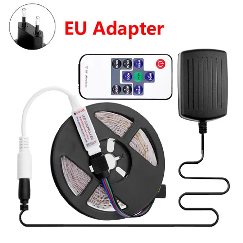 Светодиодная лента Rgb 12 В Водонепроницаемая Rgb Светодиодная лента 5 м Smd 2835 неоновая лента Fita Led 12 В Диодная лента с пультом дистанционного управления - Испускаемый цвет: RGB Strip Set - EU
