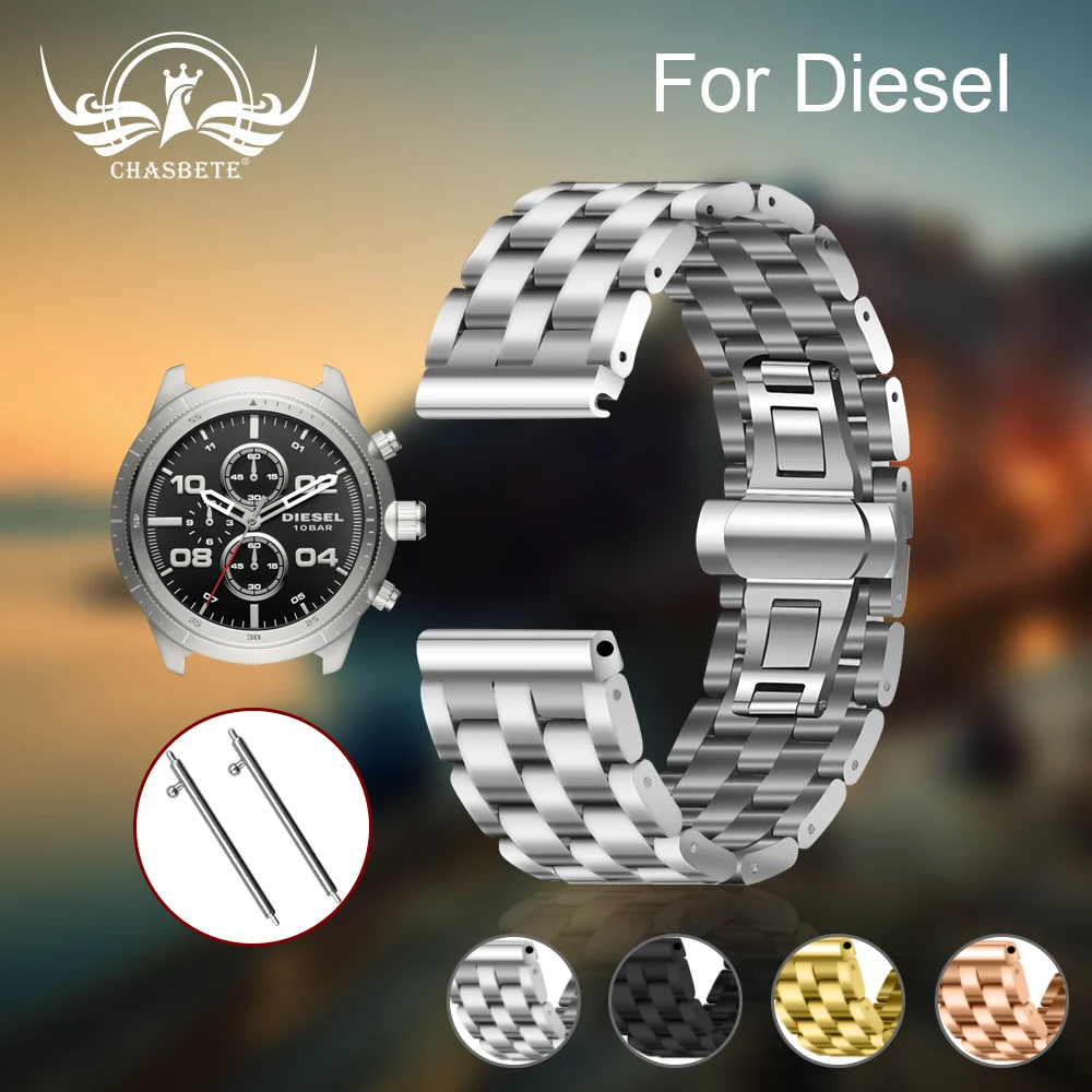 Ремешок из нержавеющей стали для наручных часов Diesel черный серебристый стальной