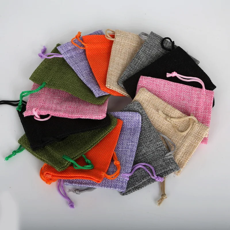 Мешочки для украшений на шнурке из хлопка и льна декоративные мешочки подарка