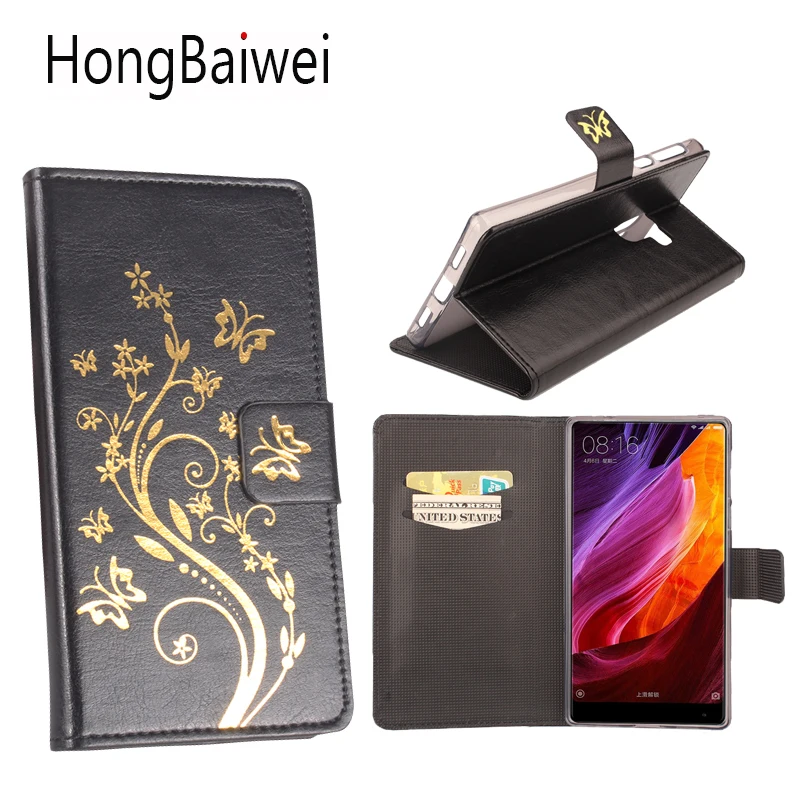 HongBaiwei чехол для Xiaomi MIX бабочка цветок хна прозрачный кожаный бумажник держатель