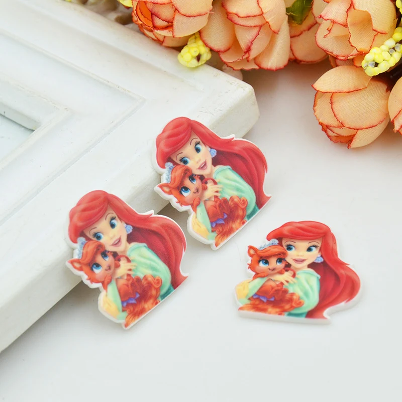 Kawaii Мультфильм плоское заднее украшение из смолы маленькая Русалочка Ариэль